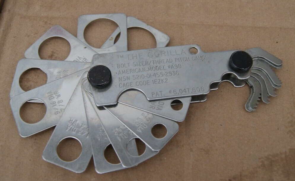 THE GORILLA A98 BOLT SIZER-THREAD PITCH GAUGE