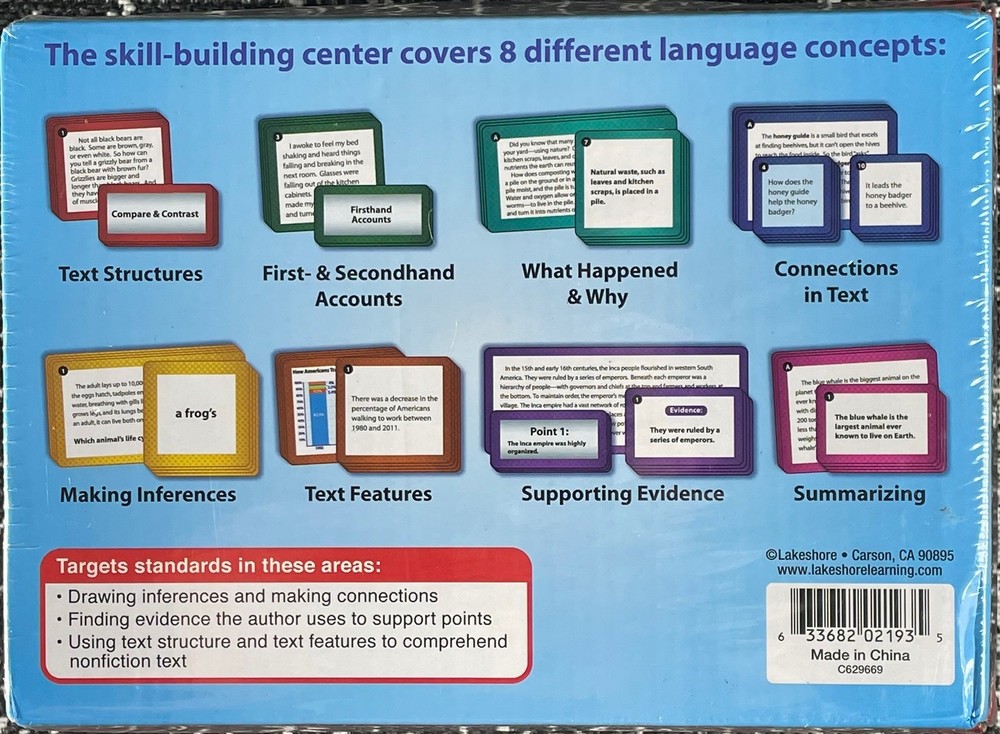 Lakeshore PP959 Match & Sort Language Quickies Informational Text Grades 4-5
