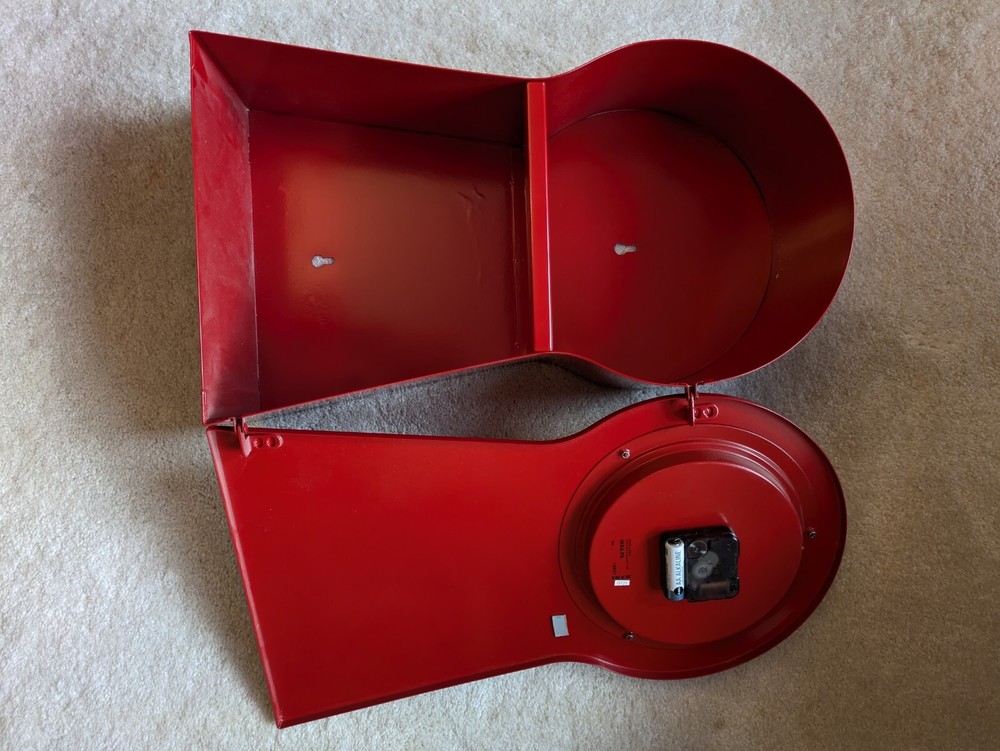 1990s Retro Red Ikea Wall/Stand Up Clock With Inside Storage