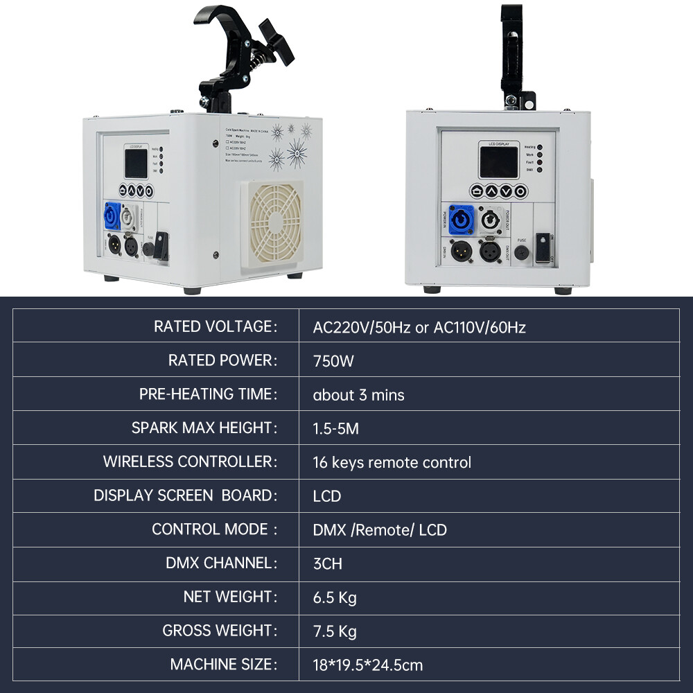 2Set 800W Spray Down Cold Spark Machine Waterfall Firework DMX with Flight Case