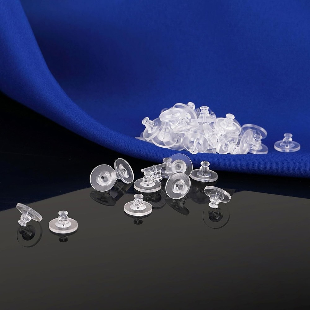 Earring Backs Rubber,100pcs Soft Clear Earring Backs for Studs,Hypoallergenic Si
