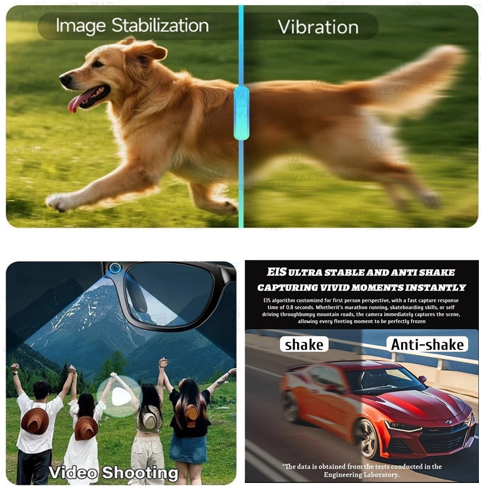 Video camera glasses with 8MP camera and bluetooth and microphone