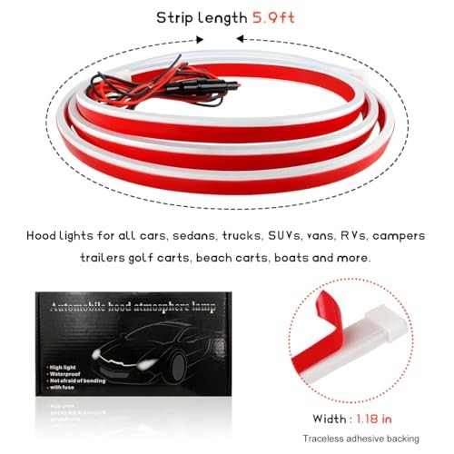 Car Hood Light Strip Flexible DRL Dynamic Scan Start up Hoodbeam 71 Inches Blue