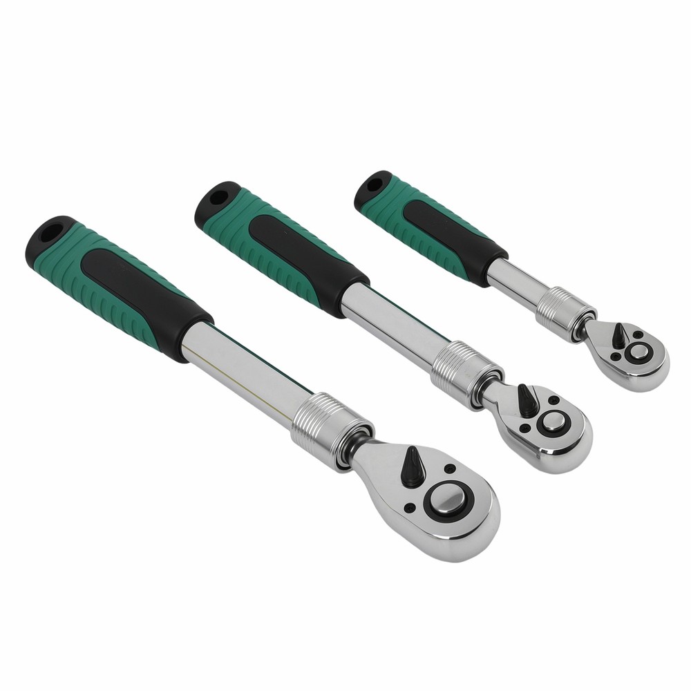 Chrome Vanadium Extendable Ratchet Set 1/4 3/8 1/2 Drive 72T Quick Release Tool