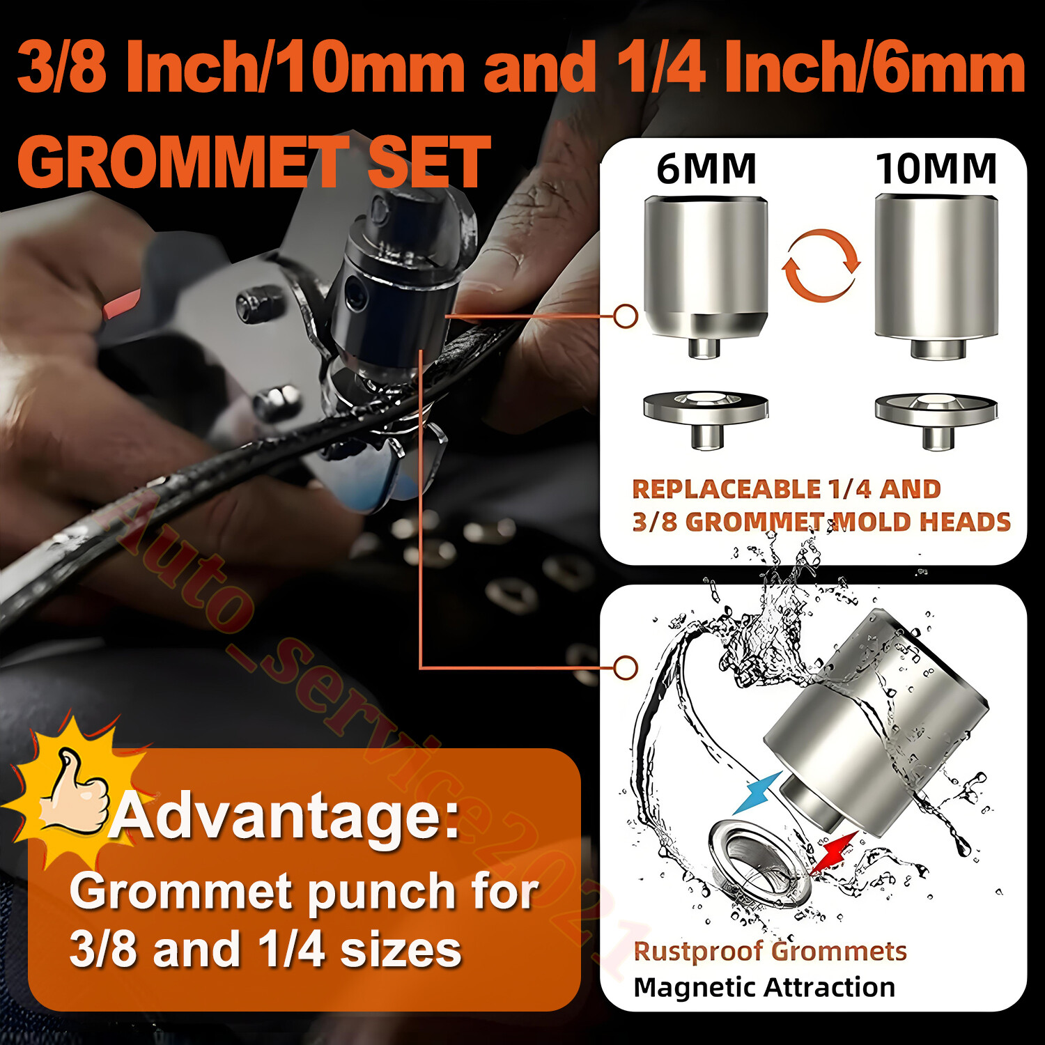Grommet Tool Kit with Bag, 3/8 and 1/4 Tarp Grommet Kit with 200Pcs 10mm Grommet