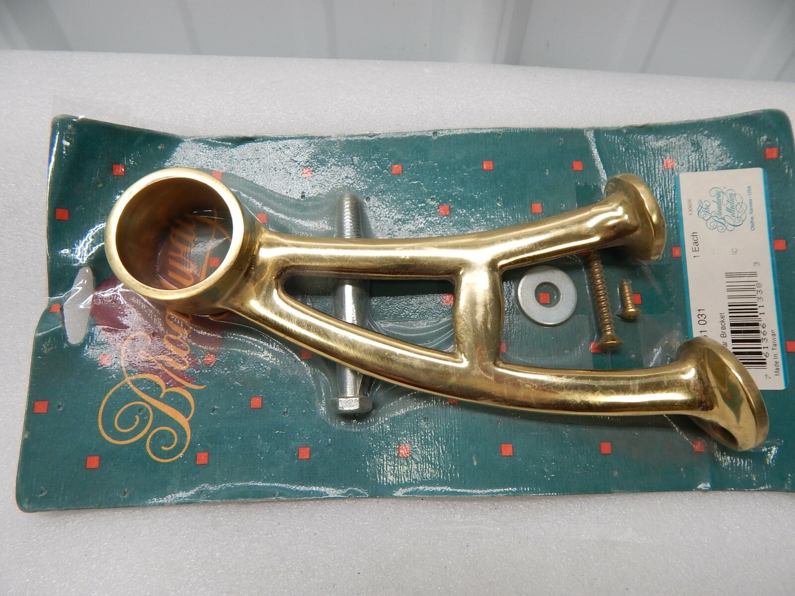 Bar Mount Foot Rail Bracket - Polished Brass - Fits 1.5" OD Tubing wall floor