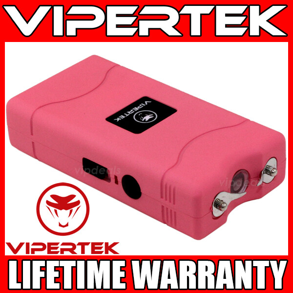 VIPERTEK Stun Gun Mini PINK VTS-880 Rechargeable LED Flashlight
