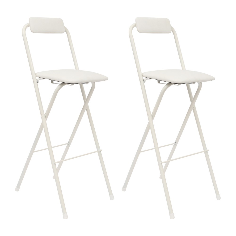 2PCS Modern Folding Bar Chairs, Space-Saving Design, Comfortable Seating White