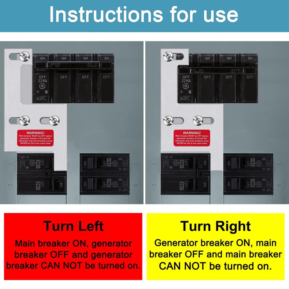 Generator Interlock Kit for GE General Electeric 200 Amp or 150 Amp Vertical ...