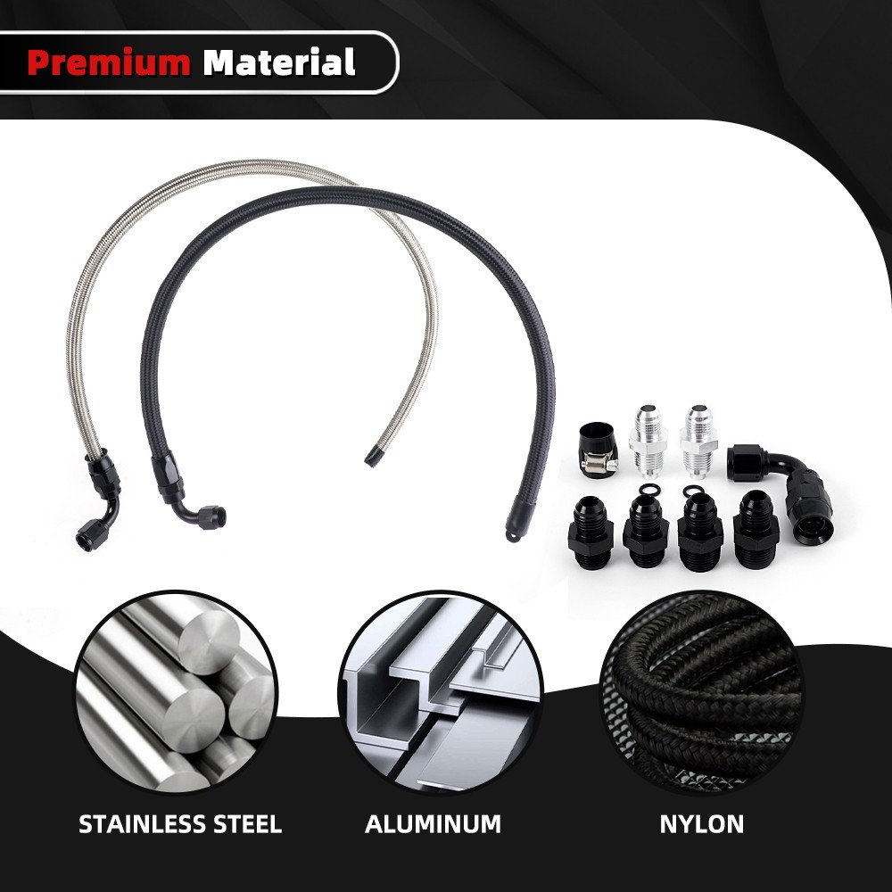 6AN Power Steering Pump Hose Kit For GM LS Swap Pressure Return Line Universal