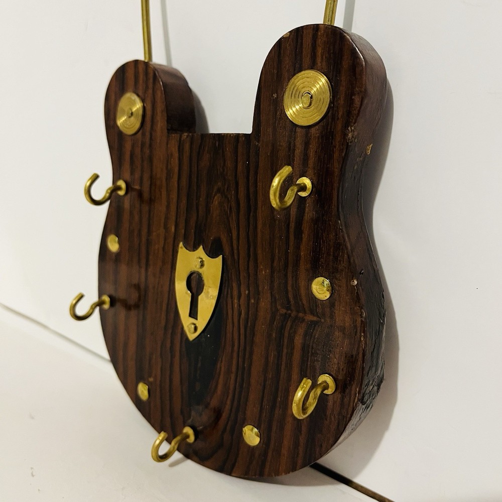 Vintage Crafted Lock Shaped Key Holder with 5 Hooks Wall Mount