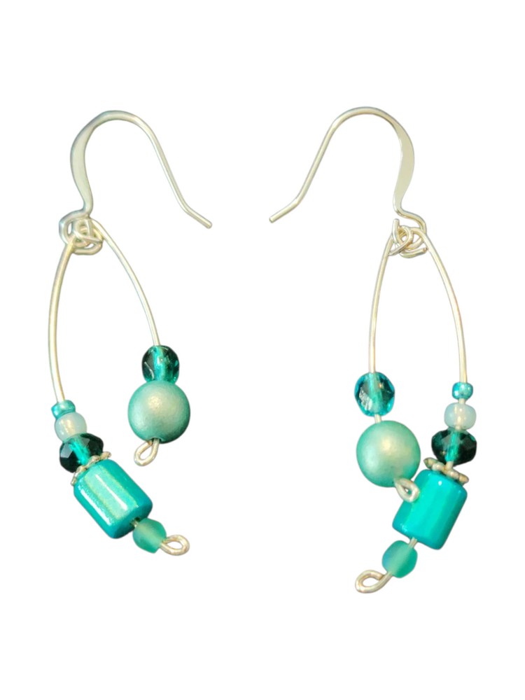 Handmade Memory Wire Earrings, Assorted Glass & Crystal Designs