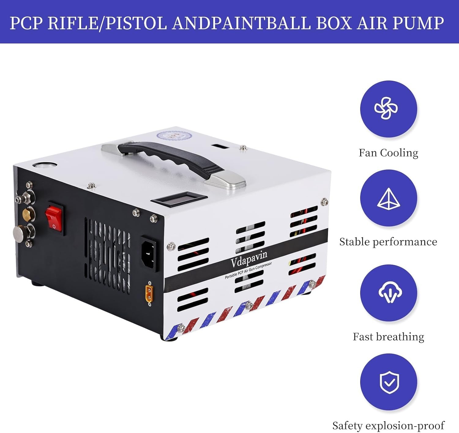 PCP air compressor, 4500 Psi/30Mpa, built-in power converter 12V DC/110V AC