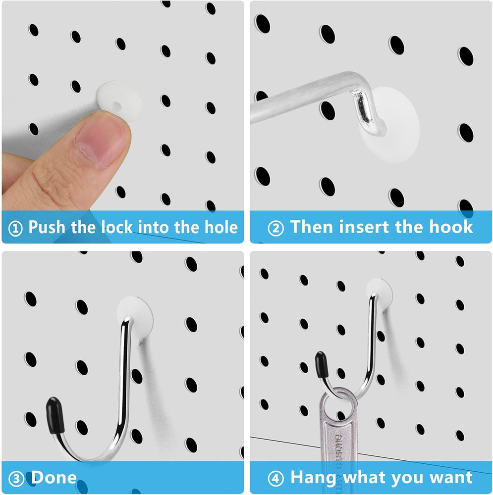 Pegboard Hook Locks, Peg Board Plugs, for Stopping Hooks from Falling Off, 120PC
