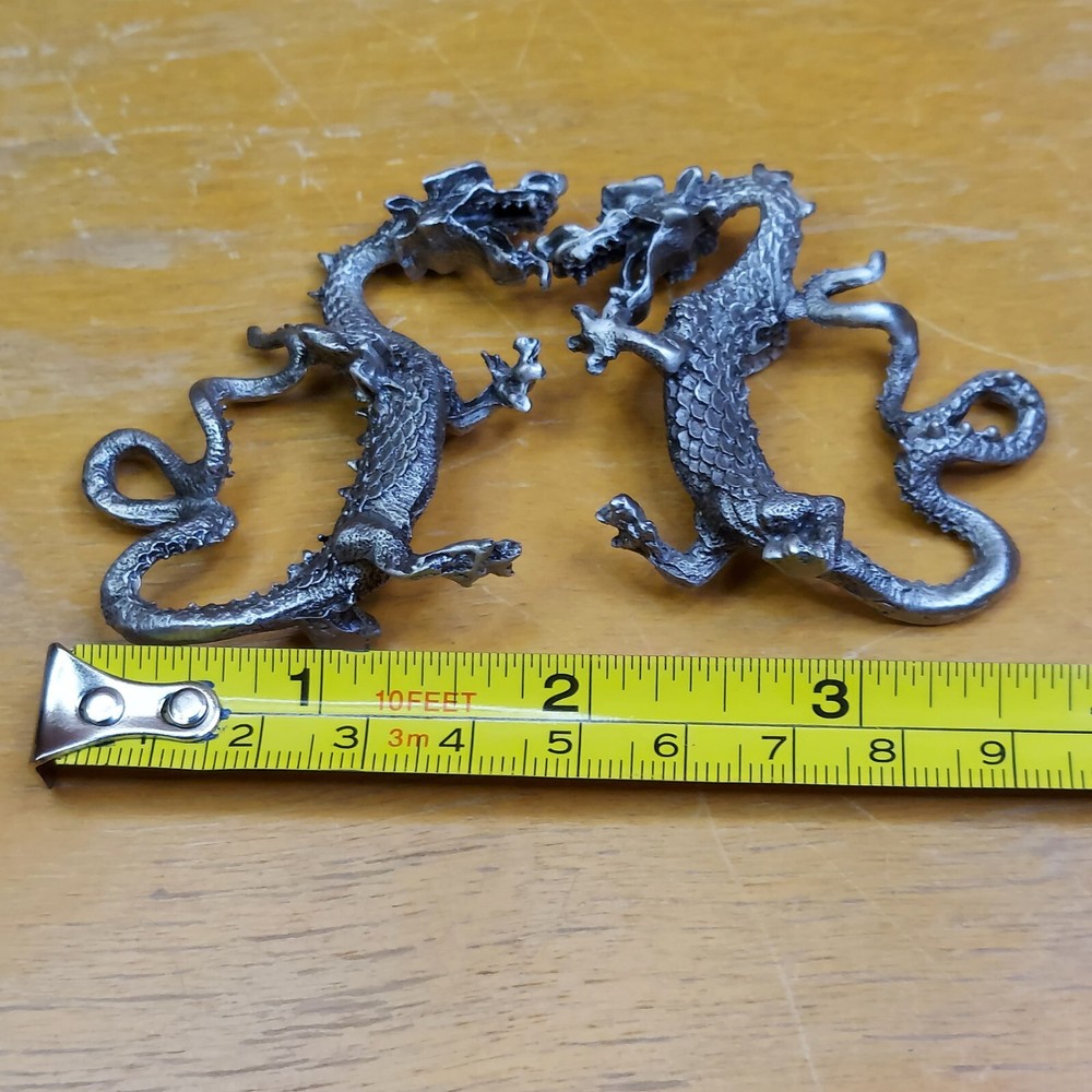 2 Metal Dragon Figures Unmarked