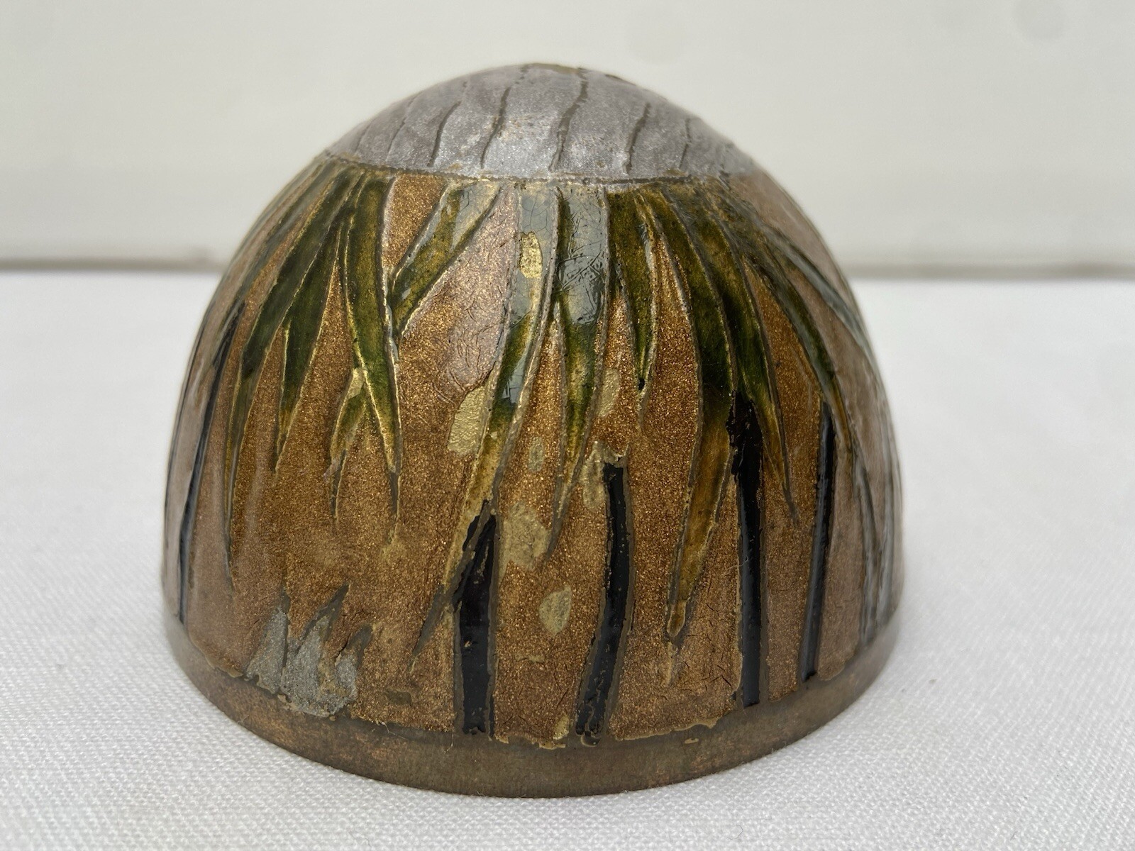 Solid Brass Egg & Stand Cloisonne Painted Trinket Box Ornate Enamel India Birds