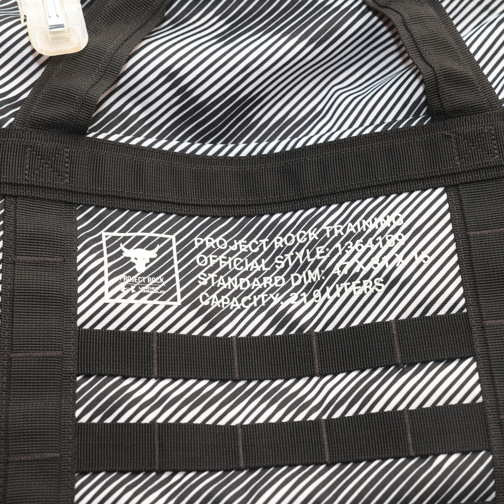 Under Armour Project Rock Top Loading Backpack UA Training Black White Classic