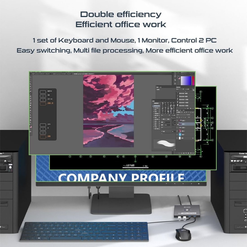 USB Switcher 2 Computers, USB C Switch 2 Computers Share 4 USB 3.0 Devices, w...