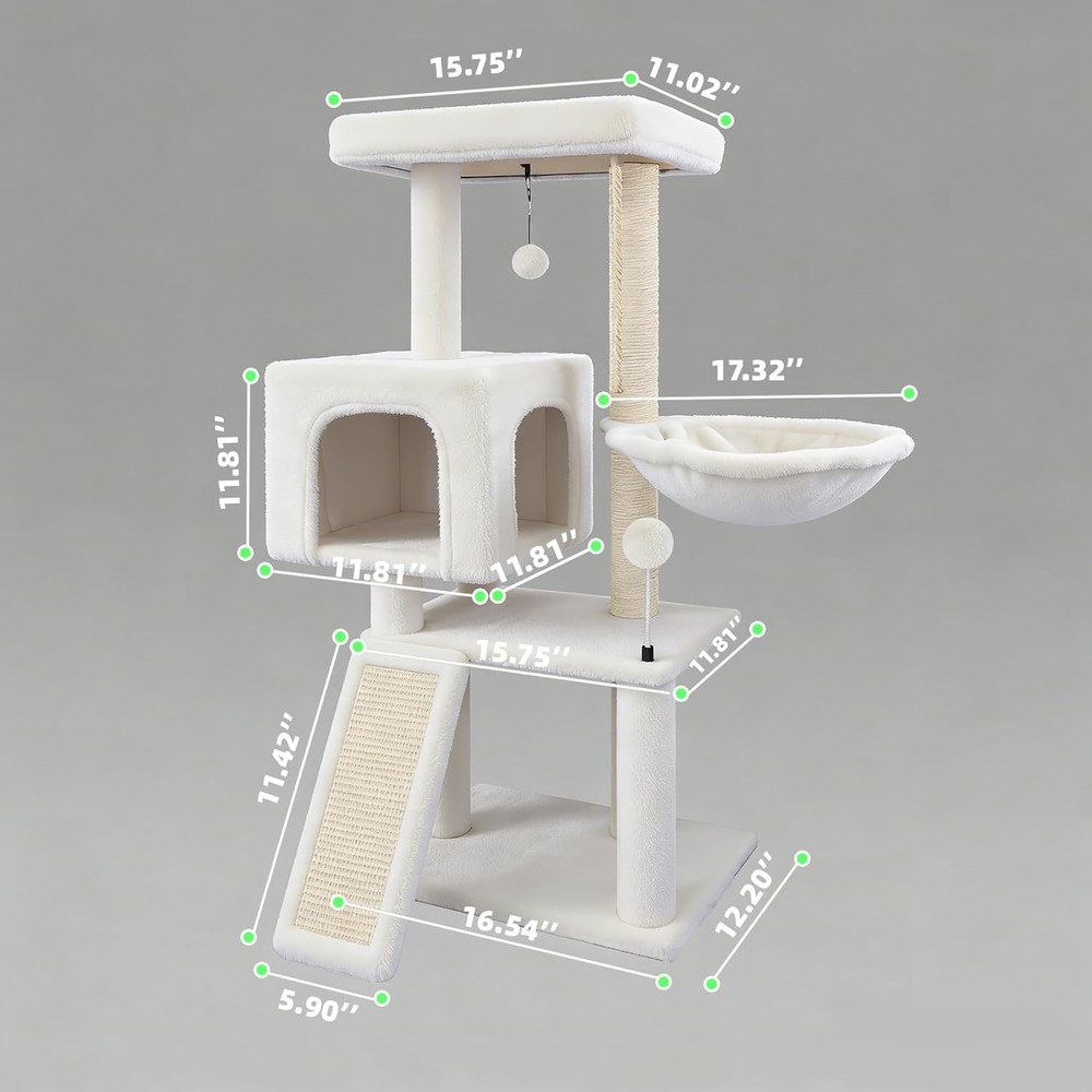 Cat Tree W/ Cat Condo & Hammock Cat Tree W/ Scratching Posts & Scratching Pads