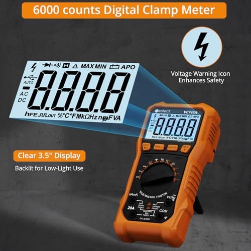 6000 Counts Digital Multimeter for DC AC Voltage/Current TRMS Voltmeter with