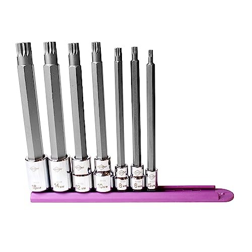 16047 Insert Socket Bit Set, Chrome 7-Piece Long-Length Triple Square