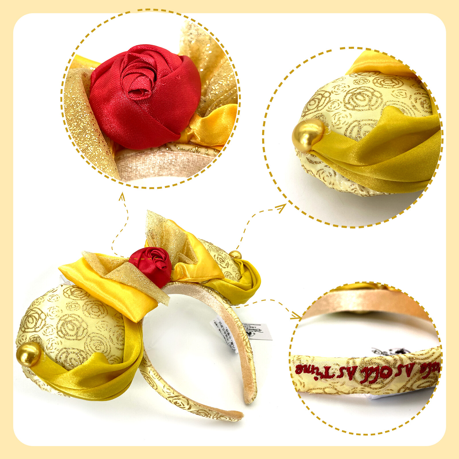 DisneyParks Minnie Mouse Ears Beauty and the Beast Belle Bow Mickey Headband2026