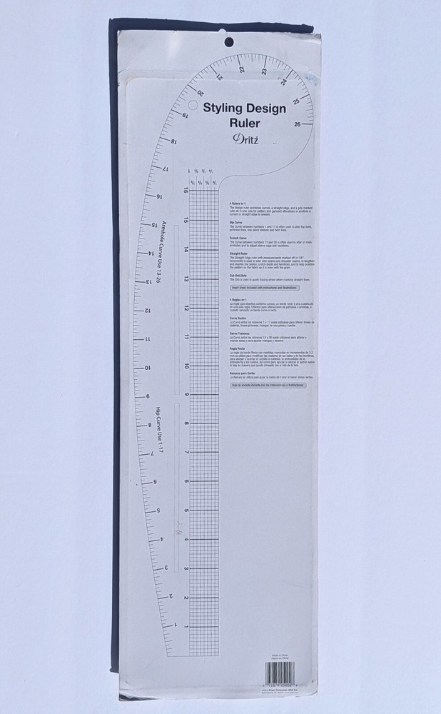 Dritz Styling Design Ruler, Multiple Use: Straight/Curved/Slots, NEW