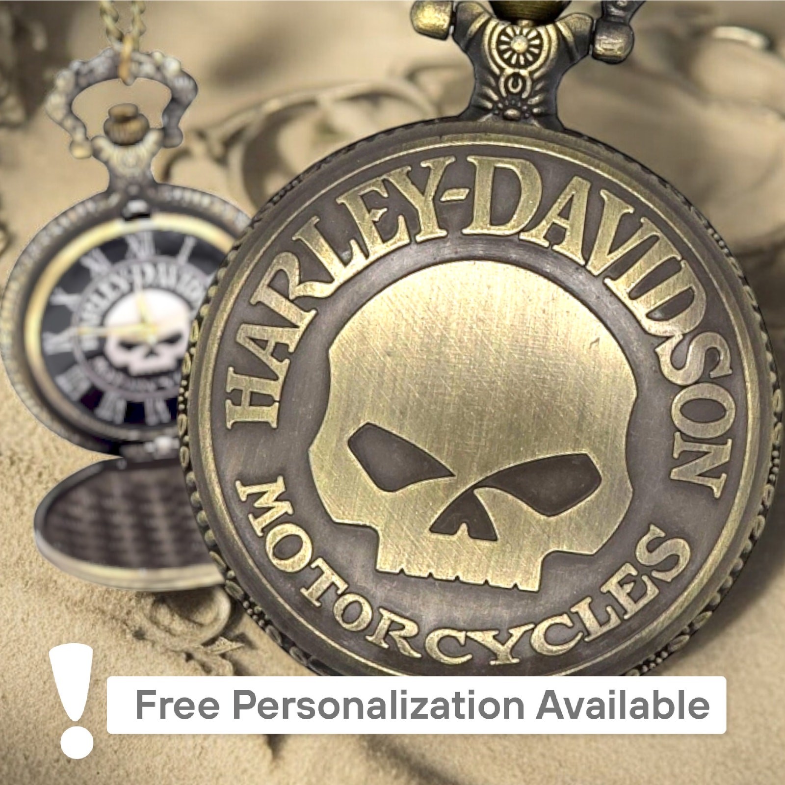 Harley Davidson Pocket Watch - Motorcycle Rider Gift for Bikers Vintage Look