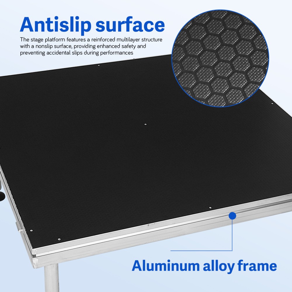 4 *4 ft Portable Stage Platform Modular System Height Adjustable Riser 24" - 40"