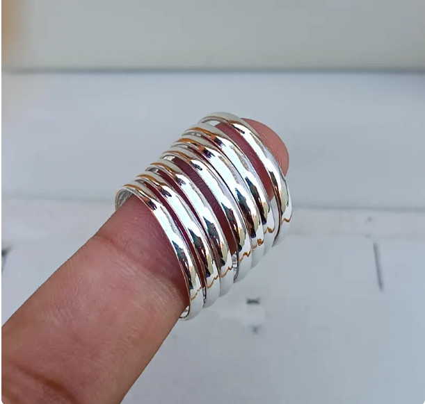 Stack Ring Silver , 7 Band Ring , Sterling Silver Stacking Rings , HandmAll size