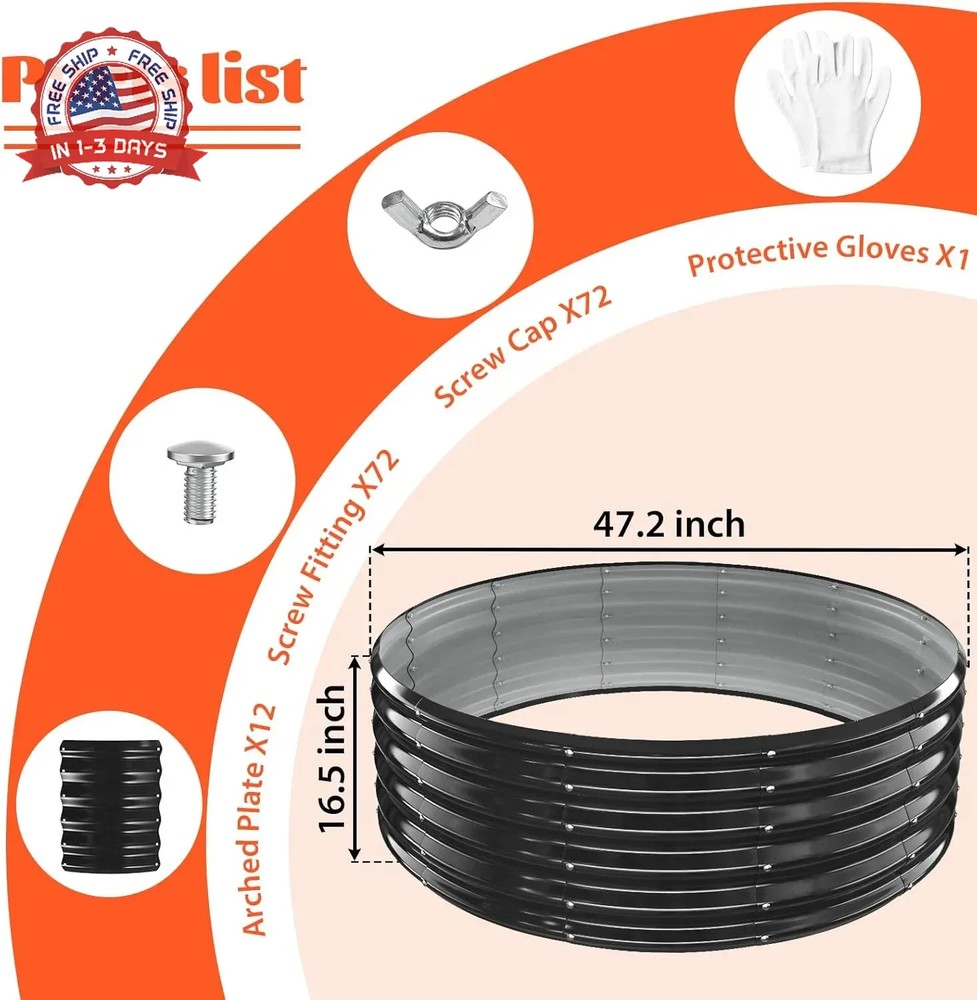 YSEJOMP 48 Inch Round Galvanized Fire Pit Ring/Fire Ring - Foldable and Perfect