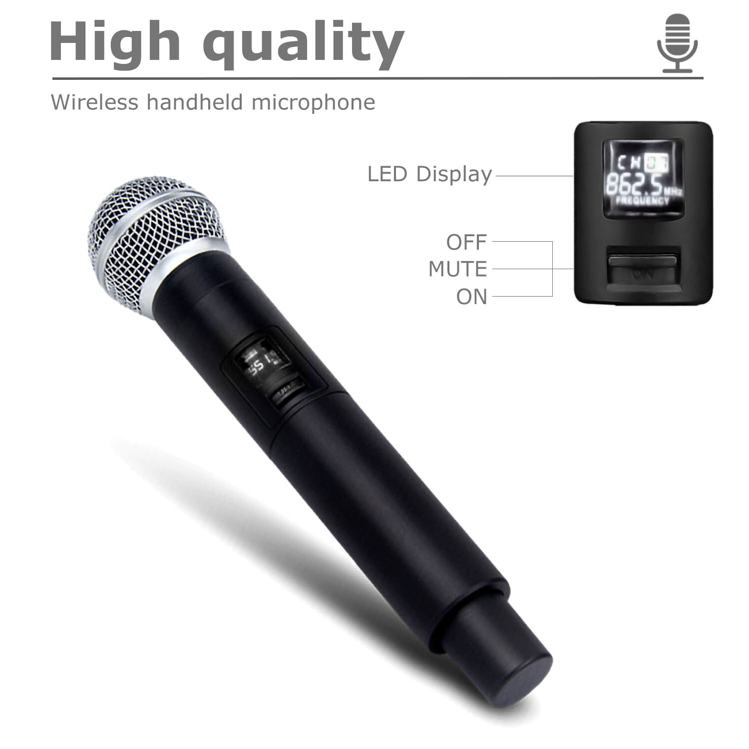 Professional 2 Channel UHF Wireless Dual Microphone Cordless Handheld Mic System