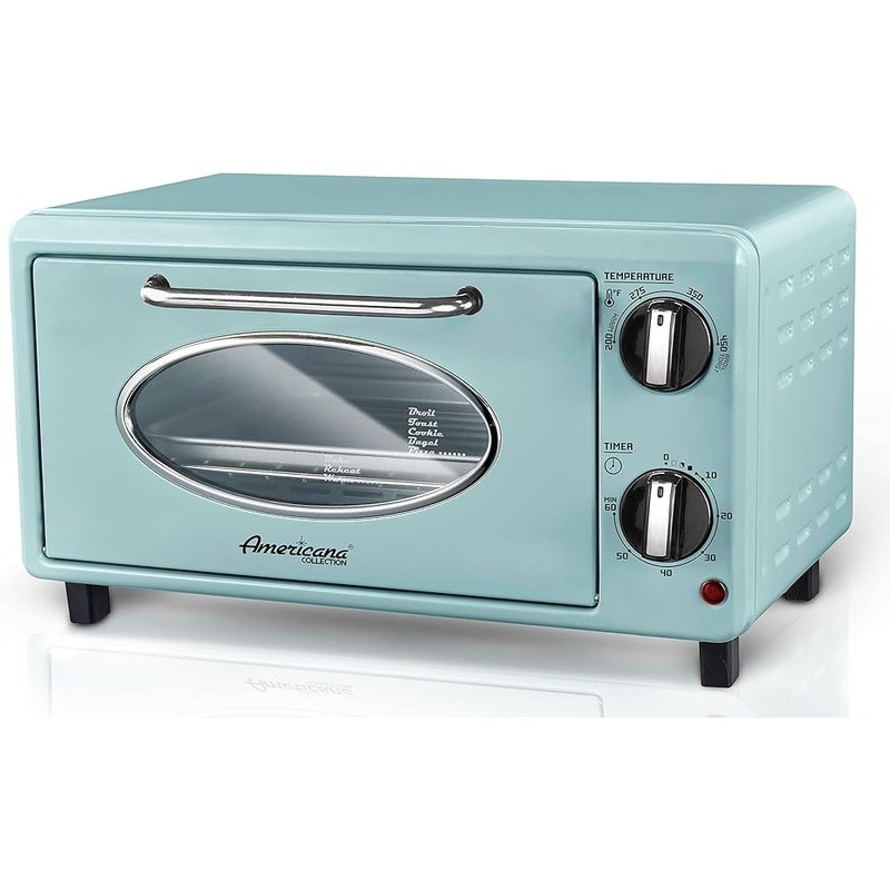Vintage Art Deco Toaster Oven Adjustable Timer Full Function Baking Accessories