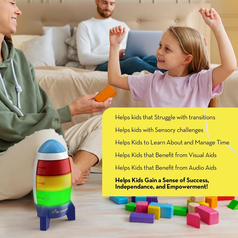 Countdown Timer! Blast Off Visual Timer for Kids with Audio Rocket, 0-24 Hour