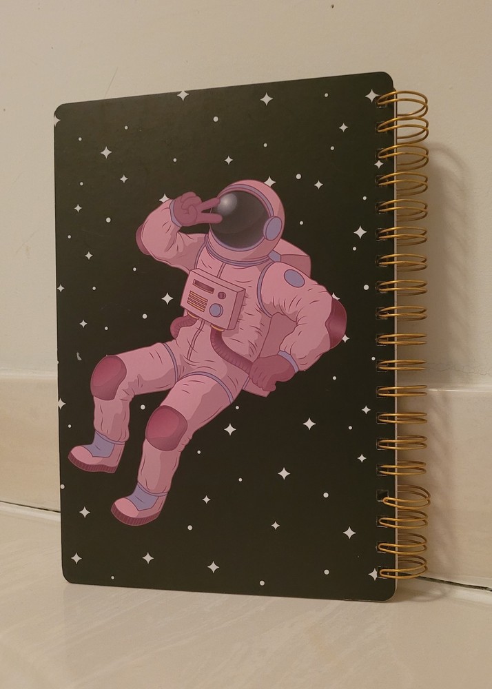 Subject Spiral Notebook Black & Pink Astronaut Space Theme (100 Sheets)