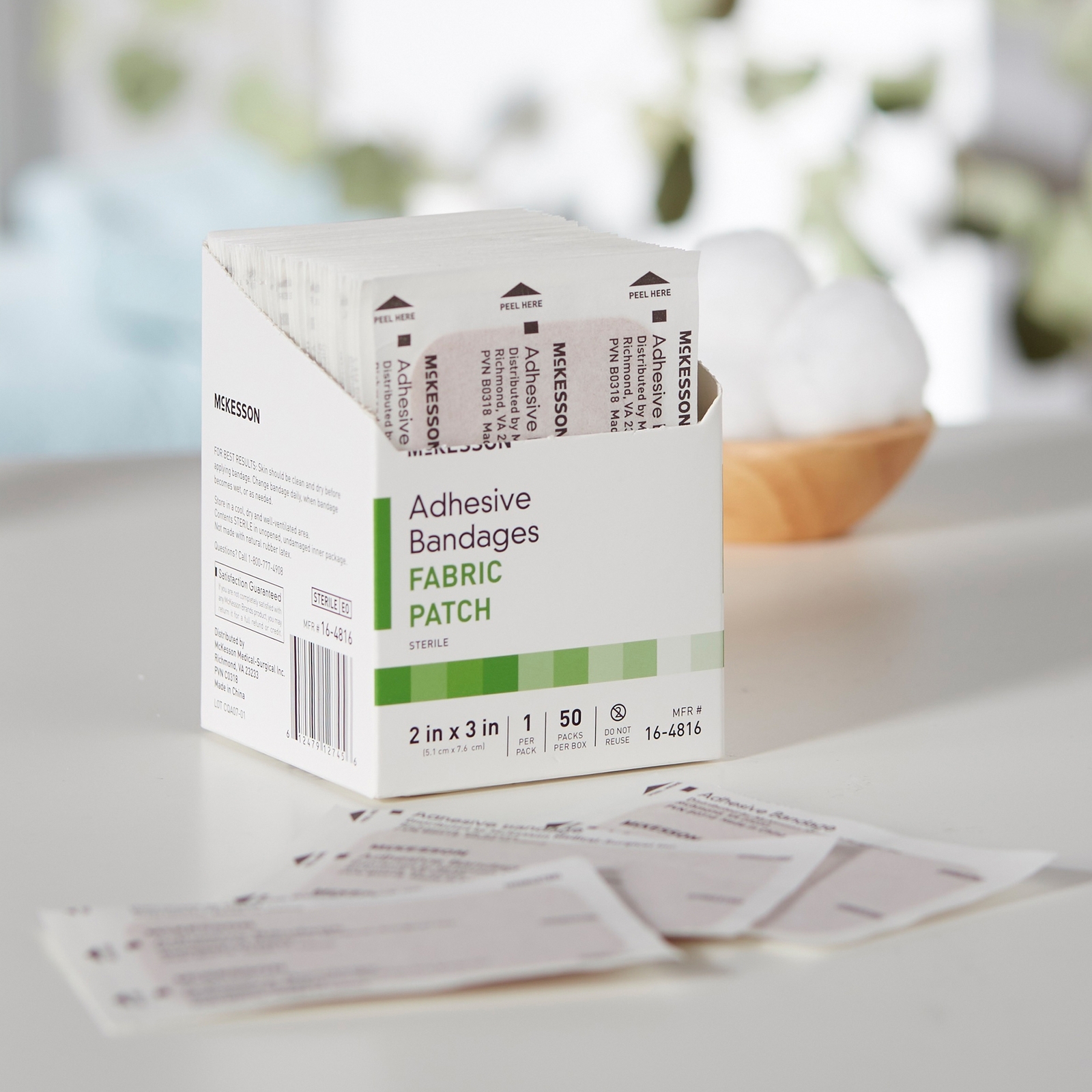 50 McKesson Adhesive Bandages 2" x 3" Fabric Patch Band Aid Strips Tan 16-4816