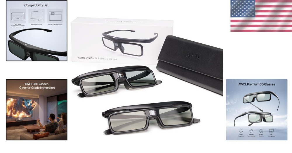 Active Shutter Eyewear for DLP-Link 3D Projectors