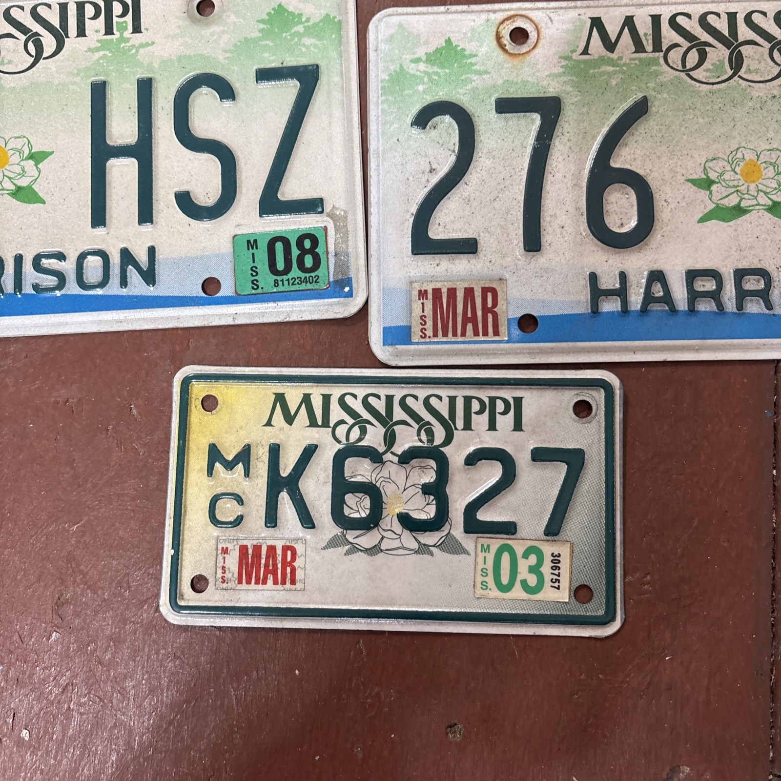8 Mississippi Harrison County Expired License Plates Plus 1 Motorcycle Plate.
