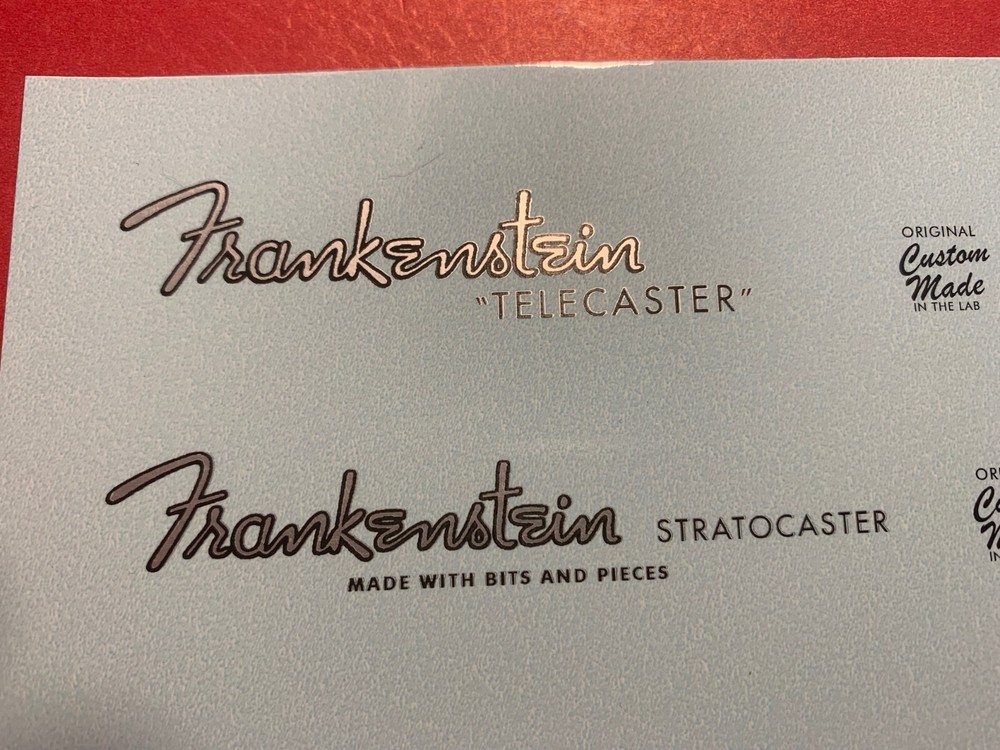 Frankenstein Custom Guitar Waterslide Decals Gold or Silver Metallic 2 same