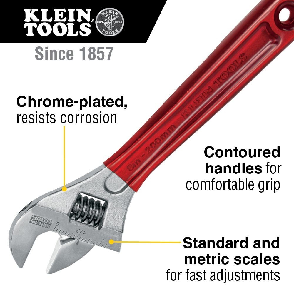 Klein Tools D507-8 Adjustable Wrench, Extra Capacity 8-Inch