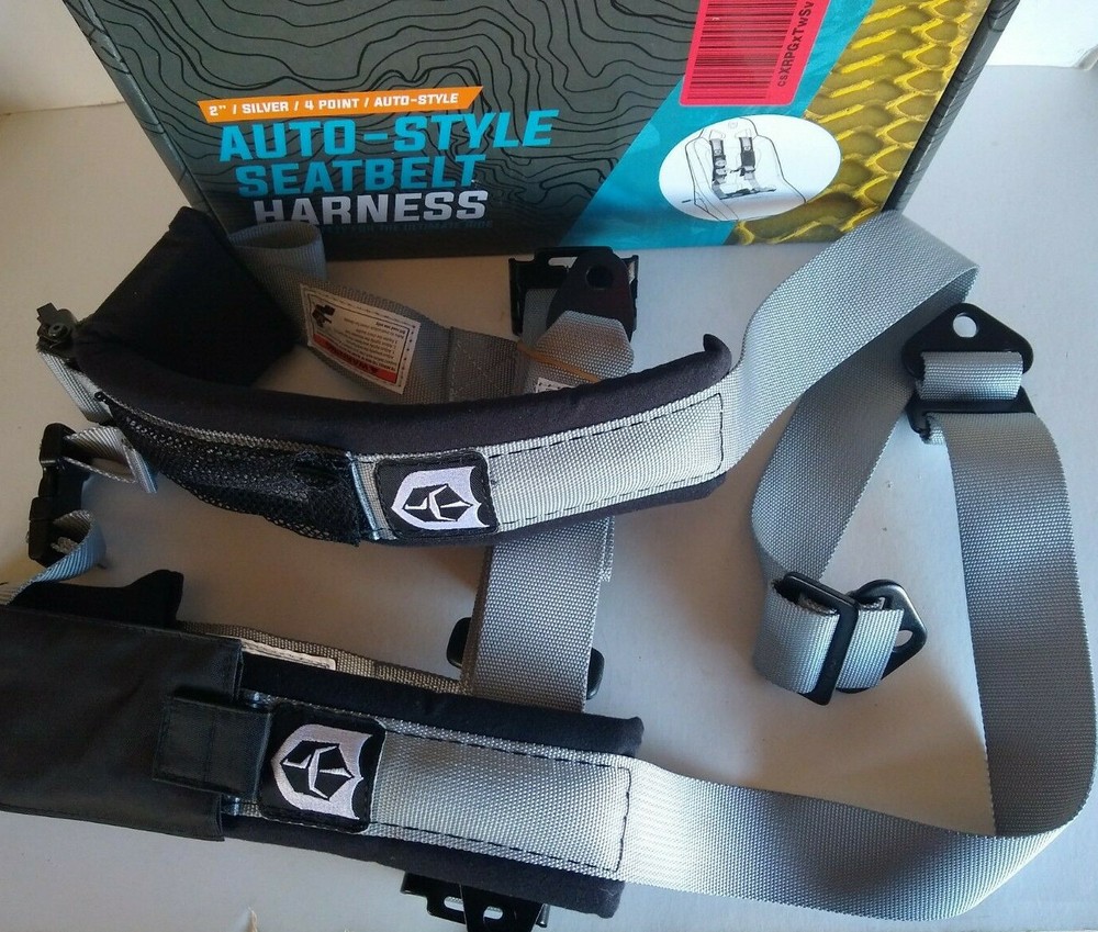 Pro Armor 4-Point Auto-Style Seatbelt Harness 2" Silver Passenger Side
