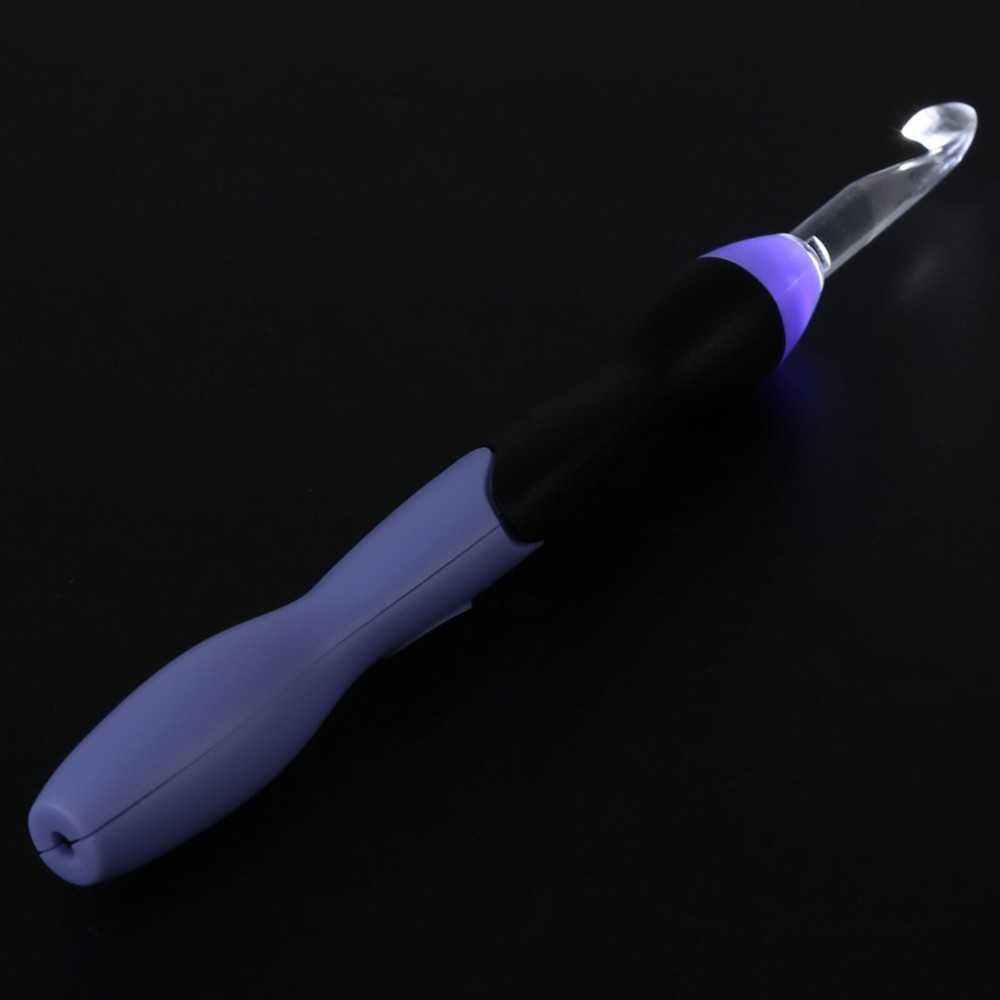 USB Rechargeable LED Light Up Crochet Hook Set Knitting Tool with Replaceable