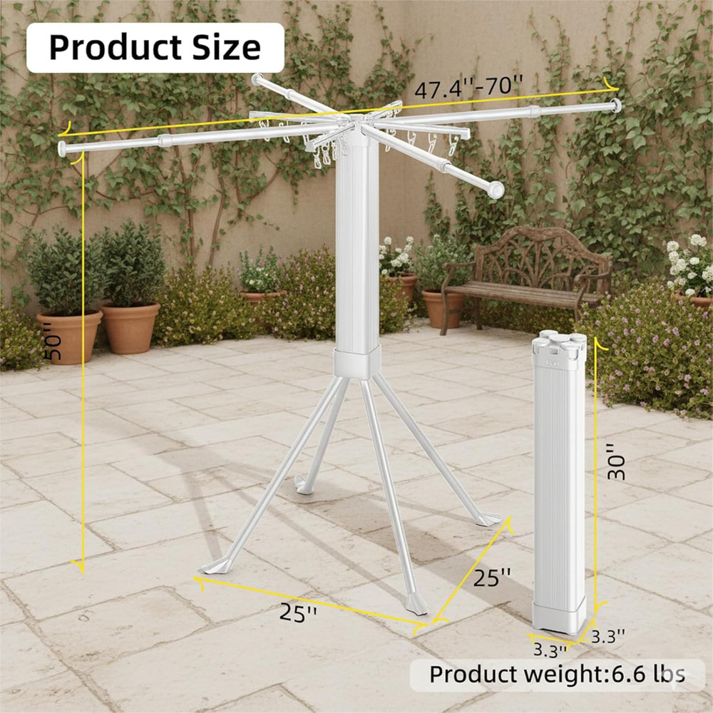 Folding Drying Rack with 16 Clips - Indoor & Outdoor Clothes Drying Solution