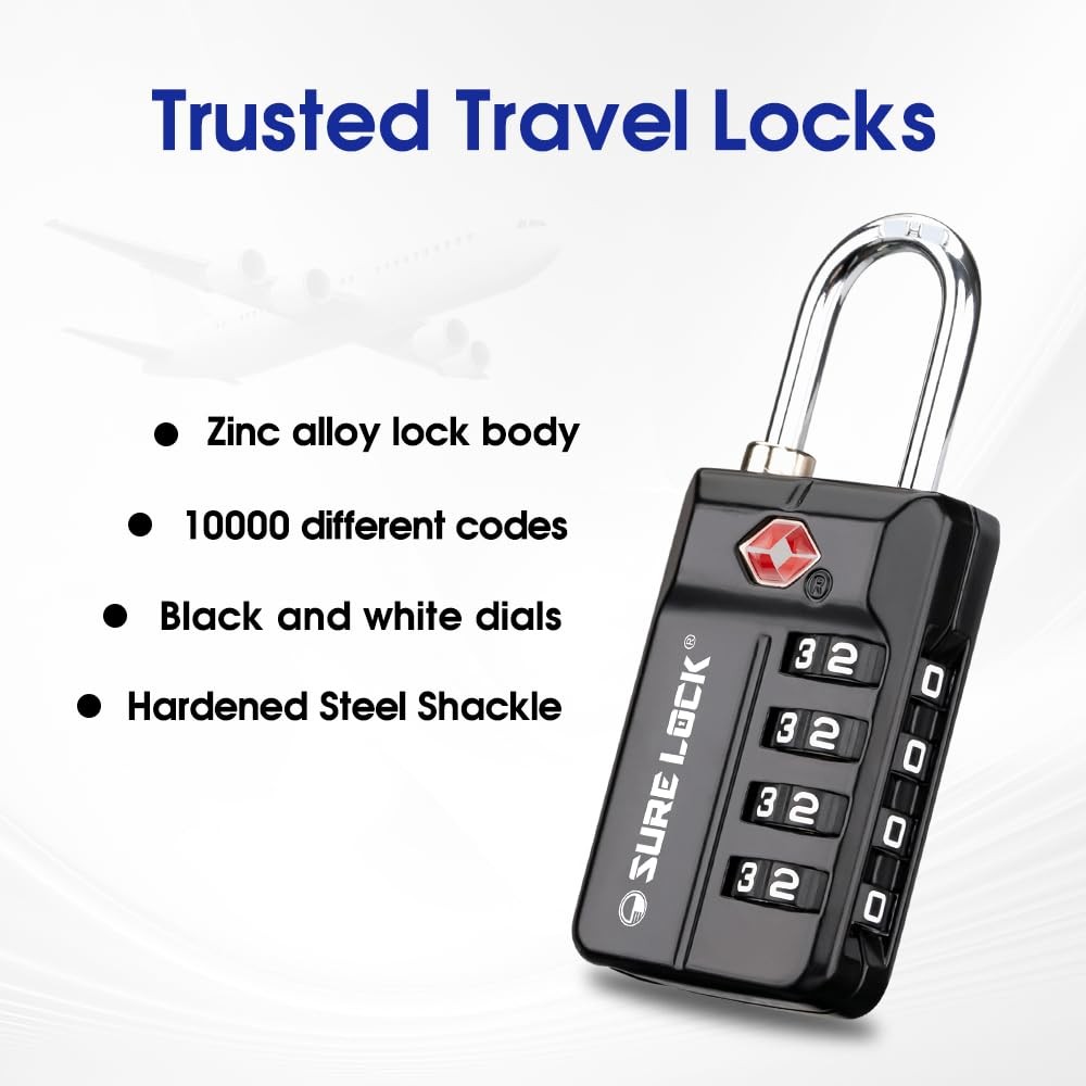 Tsa Approved 4digit Resettable Combination Luggage Locks With Open Alert Easyrea