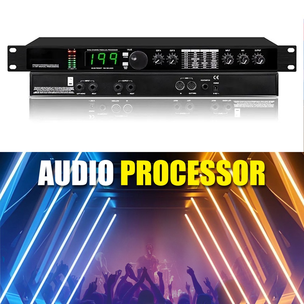 2024 Pro Digital Reverb Multi Effect Dsp Processor Audio Equalizer Vocal Mic