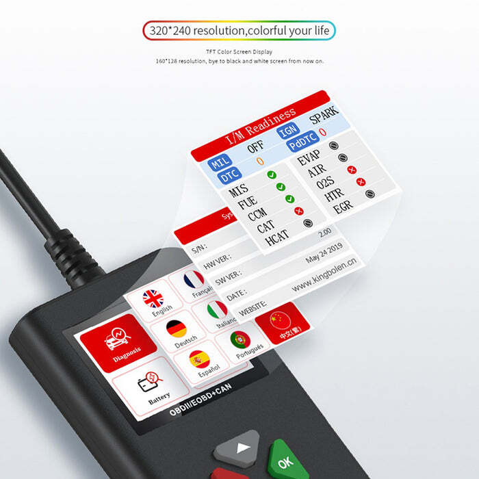 KINGBOLEN YA206 Code Reader OBD2 Scanner Car Diagnostic Tool Check Engine Fault