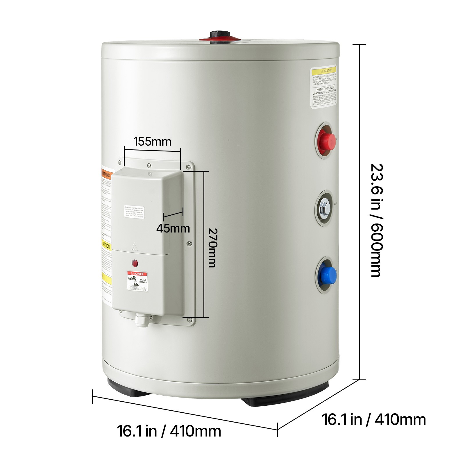 Uimoso 12-Gallon Electric Water Heater, 1600W, 120V, Point-of-Use with T&P Valve