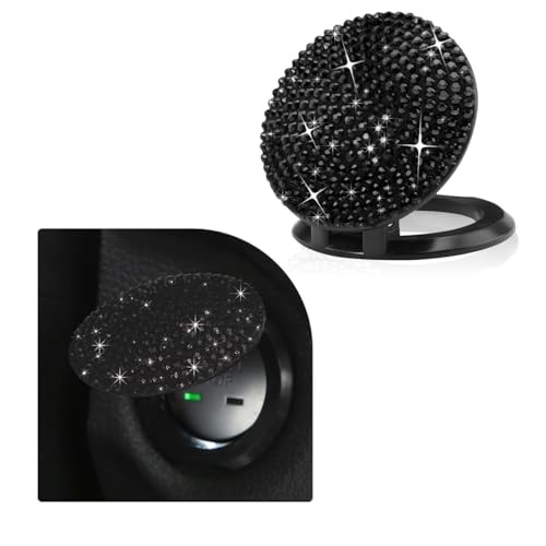 Car Start Stop Button Cover, Anti-Scratch Bling Push Start Button Black
