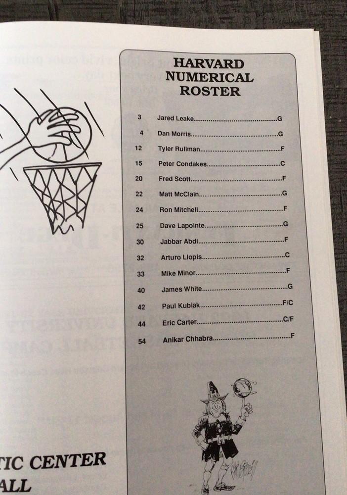 1992-93 Harvard NCCA Basketball Schedule