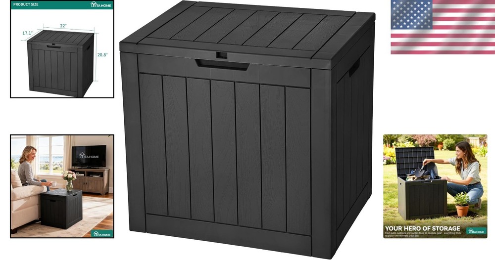 Versatile 30 Gallon Outdoor Storage Box - Waterproof & Rust-Resistant Deck Chest